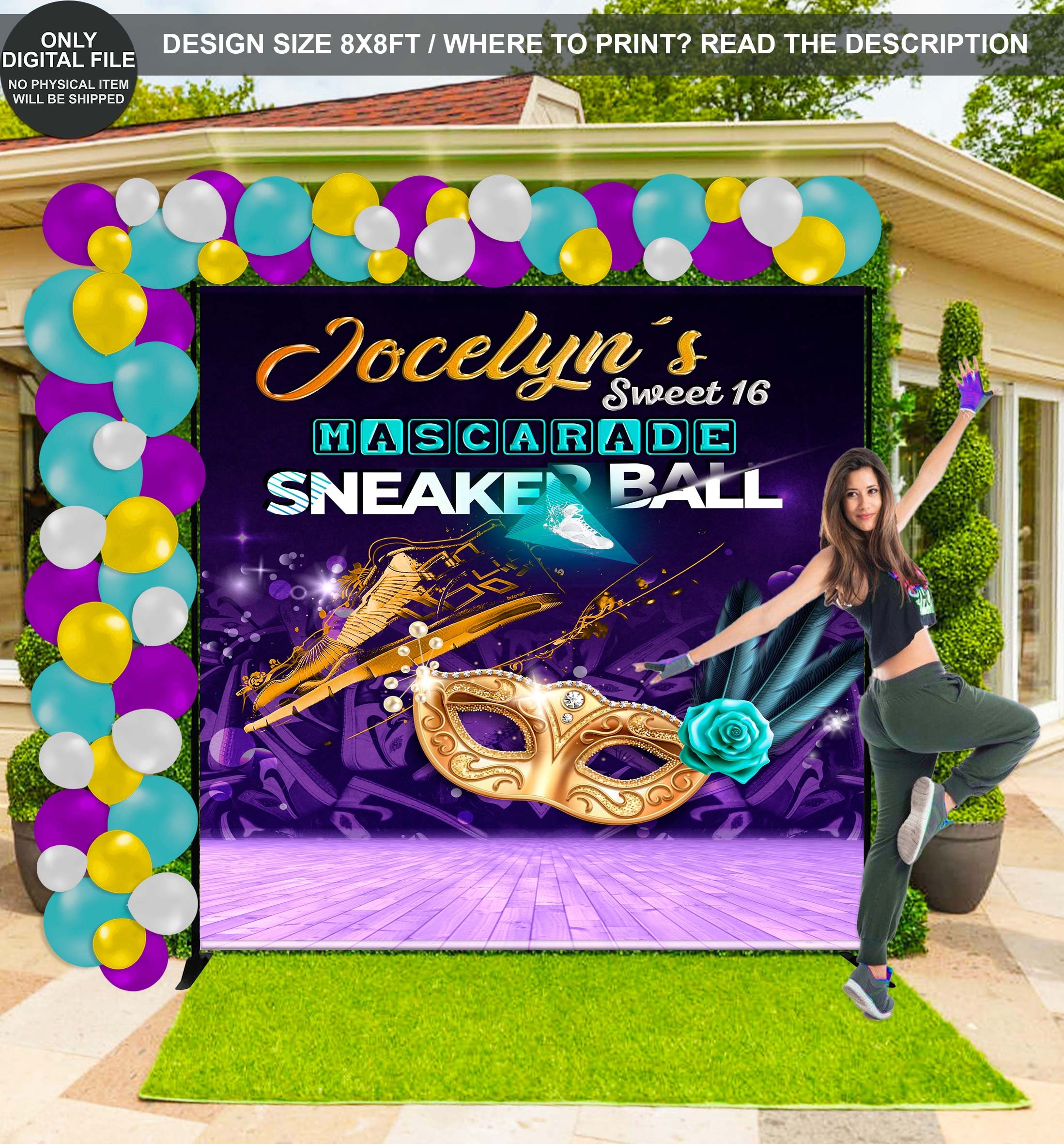 DIGITAL FILE Macarade Sneaker Ball Backdrop Macarade Etsy