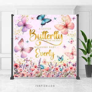 Butterfly Banner, Butterflies and flowers Backdrop, Butterfly Wall Decor, Wild flowers Sign, Custom banner, File for self-printing - BTF09