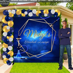 DIGITALE DATEI | Shisha Hintergrund | Shisha Banner | Shisha Geburtstagsparty | Shisha Dekor | Wasserpfeife Personal | Wasserpfeife blau goldparty | HK01