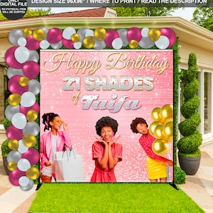 DIGITAL FILE | Custom Backdrop | Photo Banner | Rose Gold Birthday party | Photo Birthday Decoration | 21th birthday | Sweet sexteen | RS01