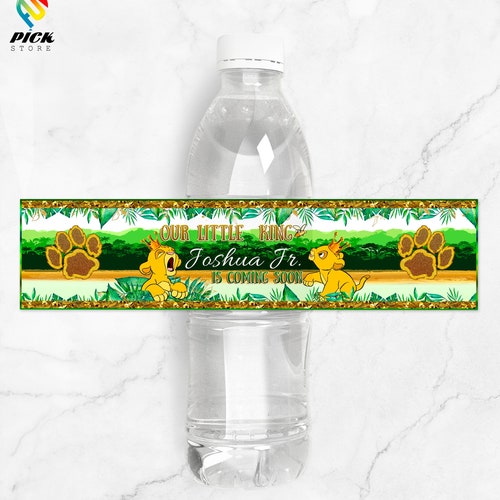 Editable Water Bottle Label | Editable Drink Label | Lion Juice Label | Lion Bottle Label | Baby Lion Baby Shower | DIGITAL FILE | BLK01