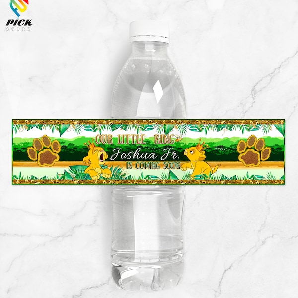 Editable Water Bottle Label | Editable Drink Label | Lion Juice Label | Lion Bottle Label | Baby Lion Baby Shower | DIGITAL FILE | BLK01