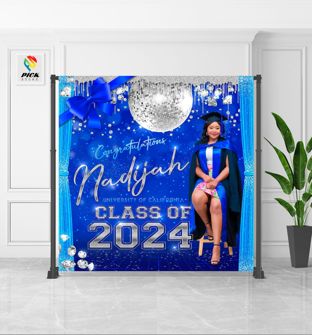 Royal Blue and Silver Prom Backdrop Senior Prom Banner Red and Silver ...