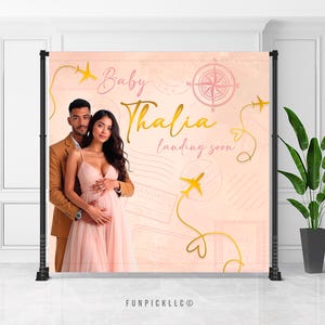 Bannière de voyage pour baby shower | Plaque de passeport | Toile de fond d&#39;aéroport | Décoration de bagage | Bannière d&#39;anniversaire personnalisée | FICHIER NUMÉRIQUE | TRV02