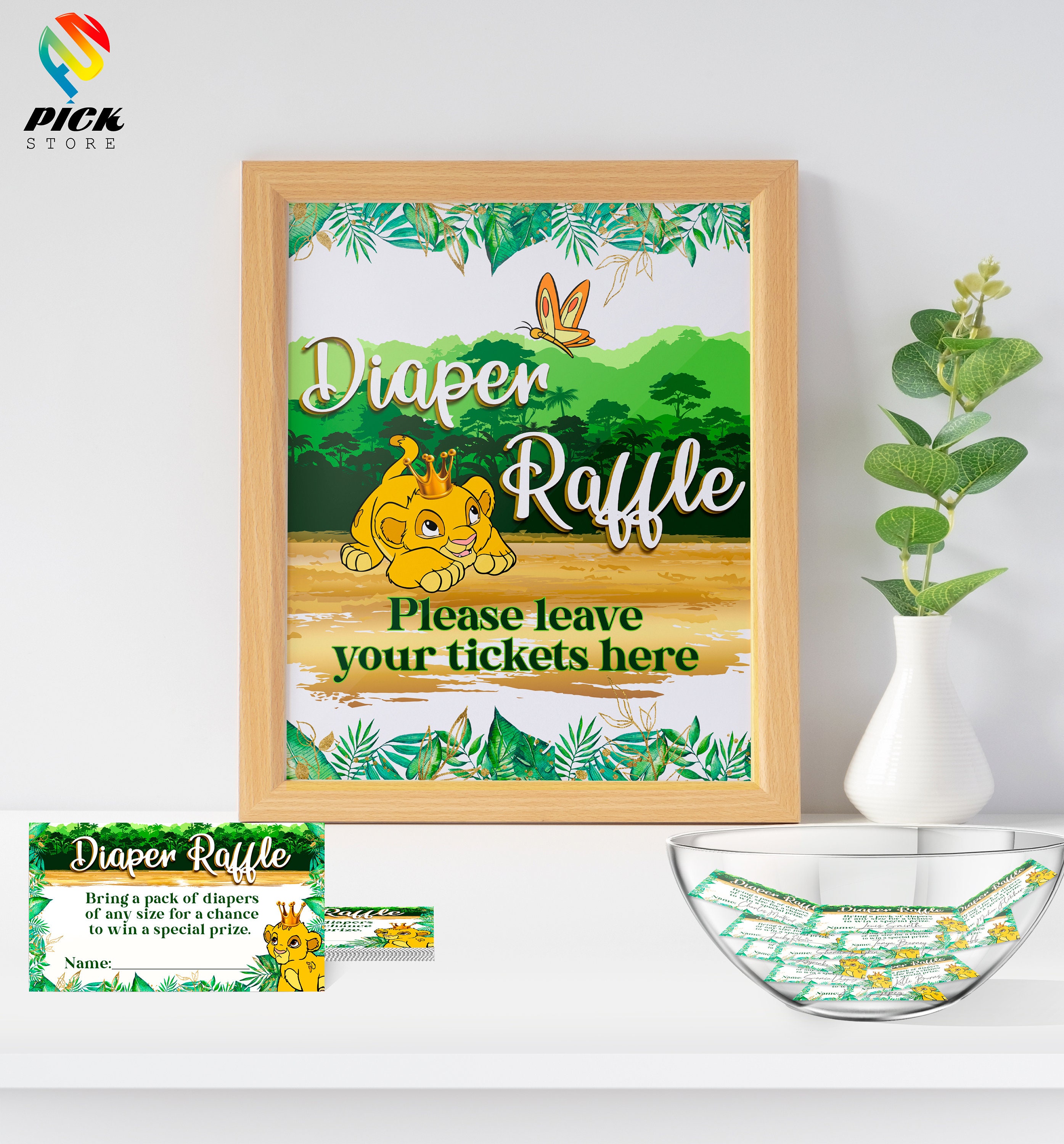 DIGITAL FILE Baby Lion Diaper Raffle Baby Lion Signs - Etsy