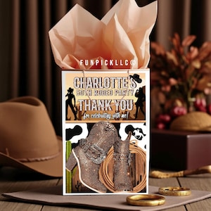 Cowboy Birthday Gift bag label - Cowgirl Party bag label - Western Theme - Rodeo Party favors - ROD11
