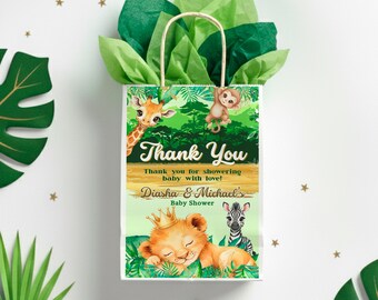 Baby Lion Baby Shower Bag Label: Safari Sticker  in Canva (Digital Download) – BLK02