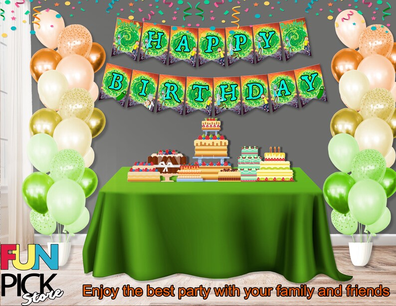 Rick and Morty Birthday Download Banner Party Supplies Rick | Etsy