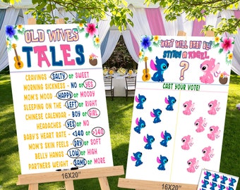 DIGITAL FILE | Stitch and Angel Voting board  | Stitch and Angel Voting sign | Gender Reveal Vote | Gende Reveal Games | Poster | STA02