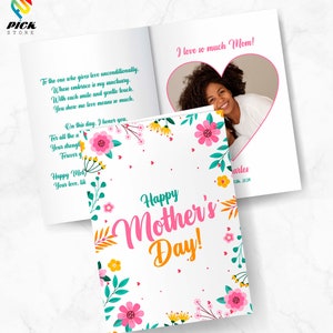 Happy Mother's Day Card Mother's gift Card Breakfast tray Greeting card Surprise breakfast Editable Surprise Card Template DIY FILE | MTD01
