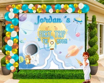 Outer Space Birthday Backdrop: Custom Printable Banner (Digital File)