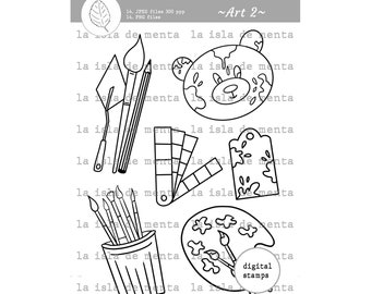 ART 2- digital stamp, lineal illustration for scrapbooking, for coloring and card making.