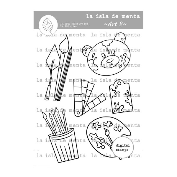 ART 2- digital stamp, lineal illustration for scrapbooking, for coloring and card making.