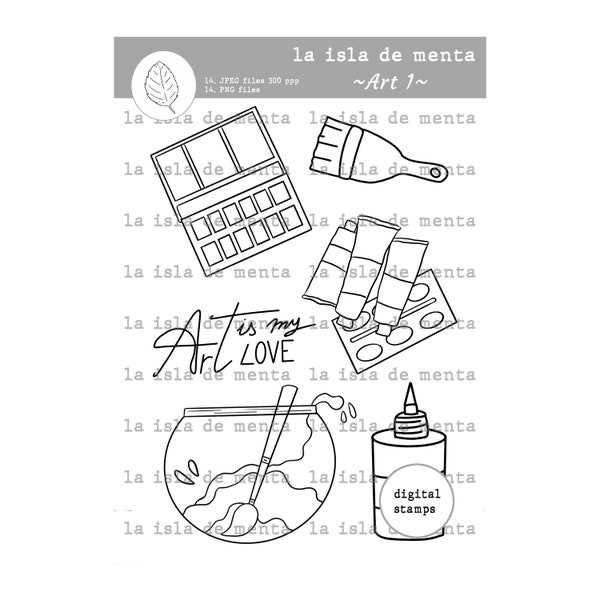 ART 1- digital stamp, lineal illustration for scrapbooking, for coloring and card making.
