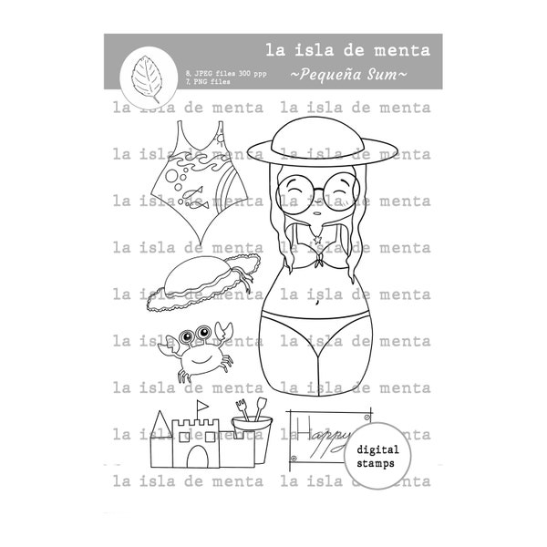 PEQUEÑA SUM- digital stamp, lineal illustration for scrapbooking, for coloring and card making.