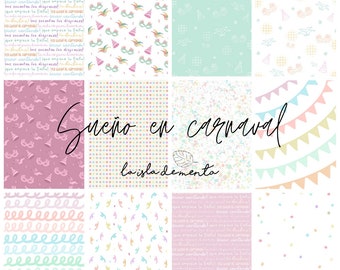 SUEÑO EN CARNAVAL- digital papers, illustration for scrapbooking, for print and card making.