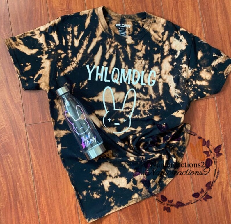 Bad Bunny Bundle YHLQMDLG Bleach Tie Dye Shirt L Water Bottled - Etsy