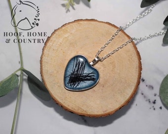 Bespoke Handmade Silver Plated Heart Pendant with Horse Hair, Memorial, Keepsakes, Pet