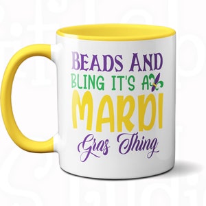 Mardi gras coffee cup, Holiday mug, Funny Mardi gras coffee mug, New Orleans mug, Unique Louisiana mug, Canal street carnival mug