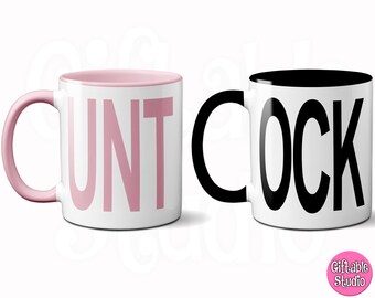 Rude Text Mug Set: Sarcastic Offensive Mugs, Adult Humor