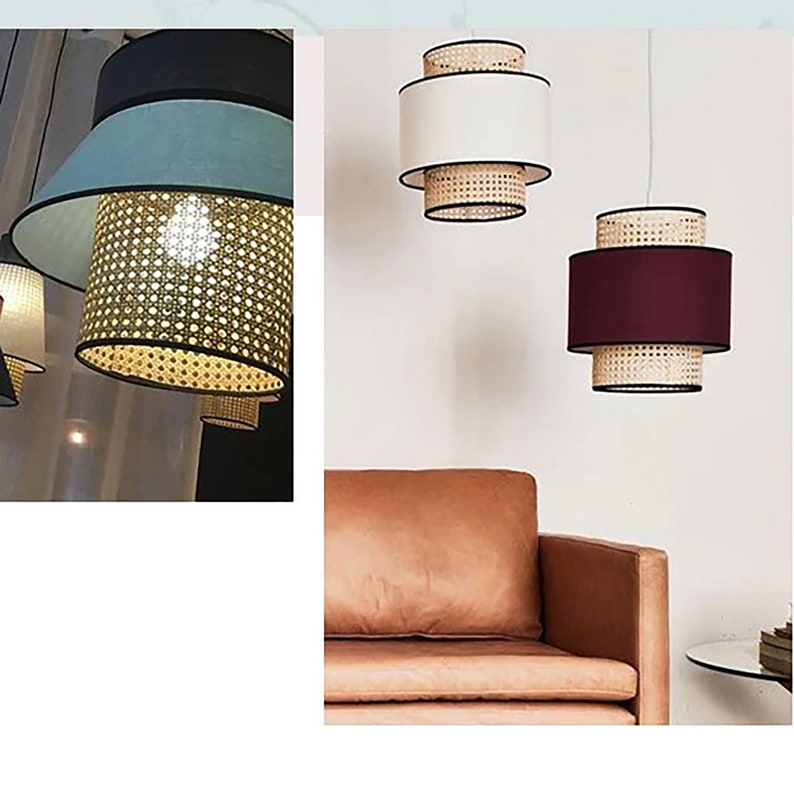 NEW Colorful Macaron Rattan Fabric Hanging Lights Fixture ...