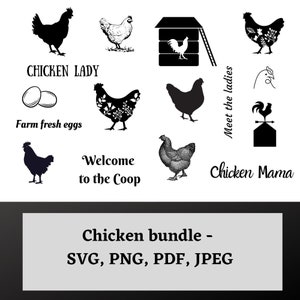 SVG chicken bundle, SVG files, SVG for cricut, chicken clip art, chicken silhouette,