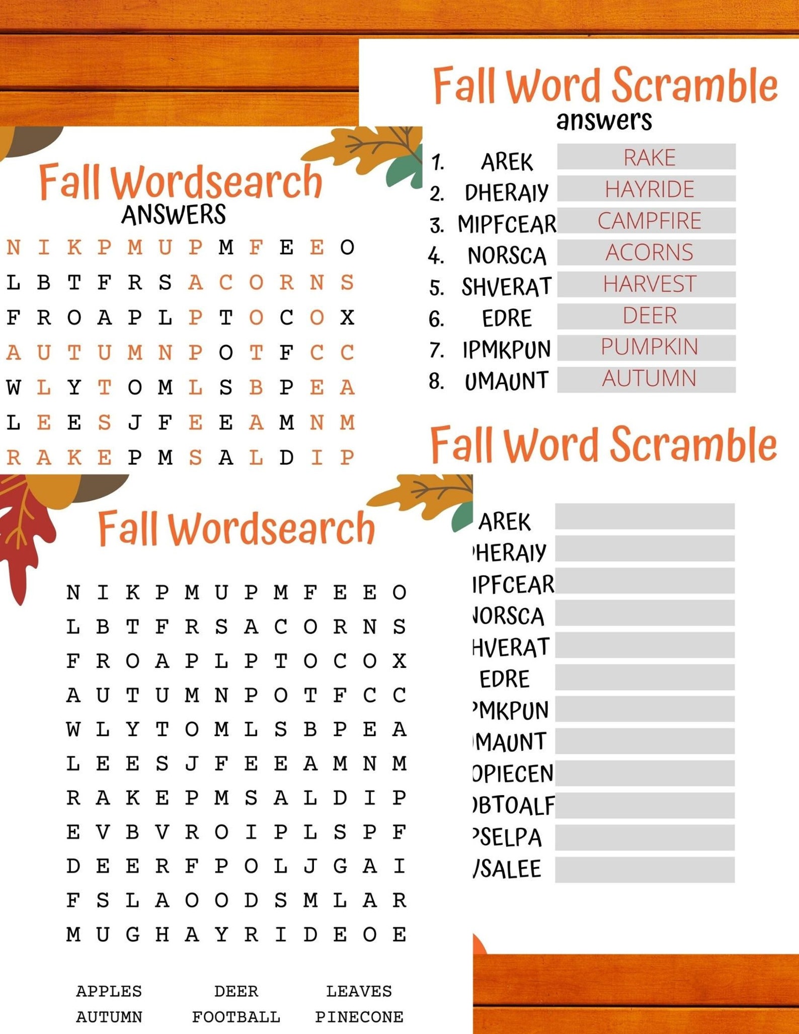 Fall Word Games Word Game Games for Kids Printable Games - Etsy
