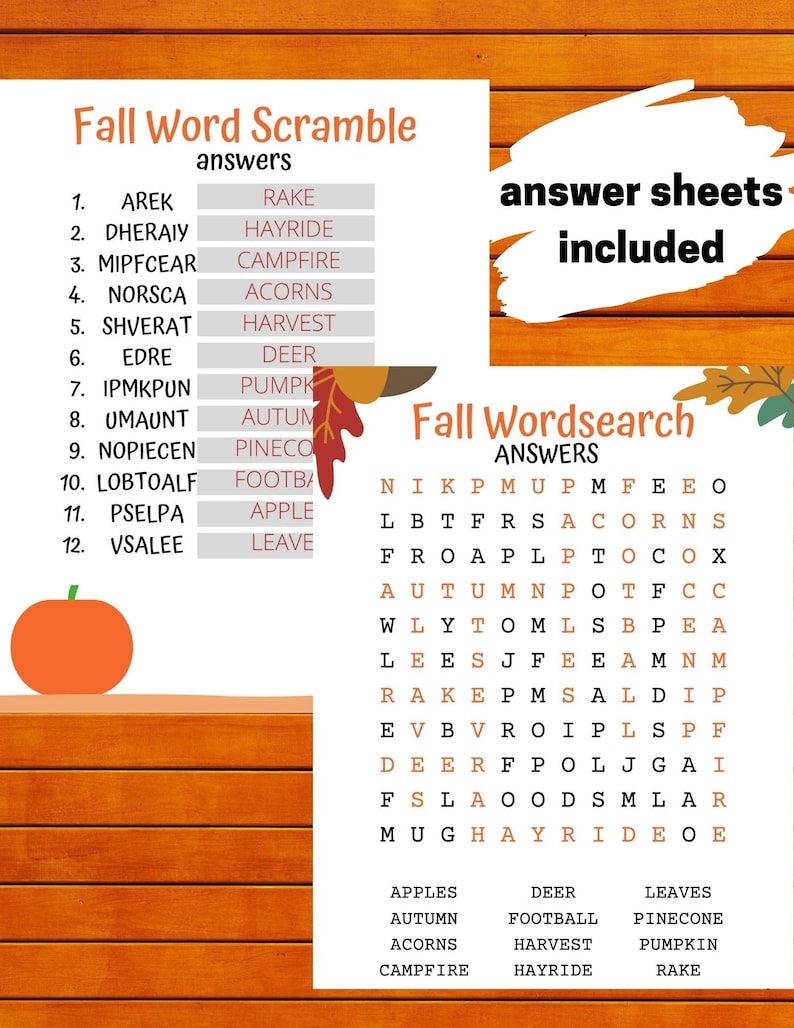 Fall Word Games - Word Game - Games for Kids - Printable Games - Word ...