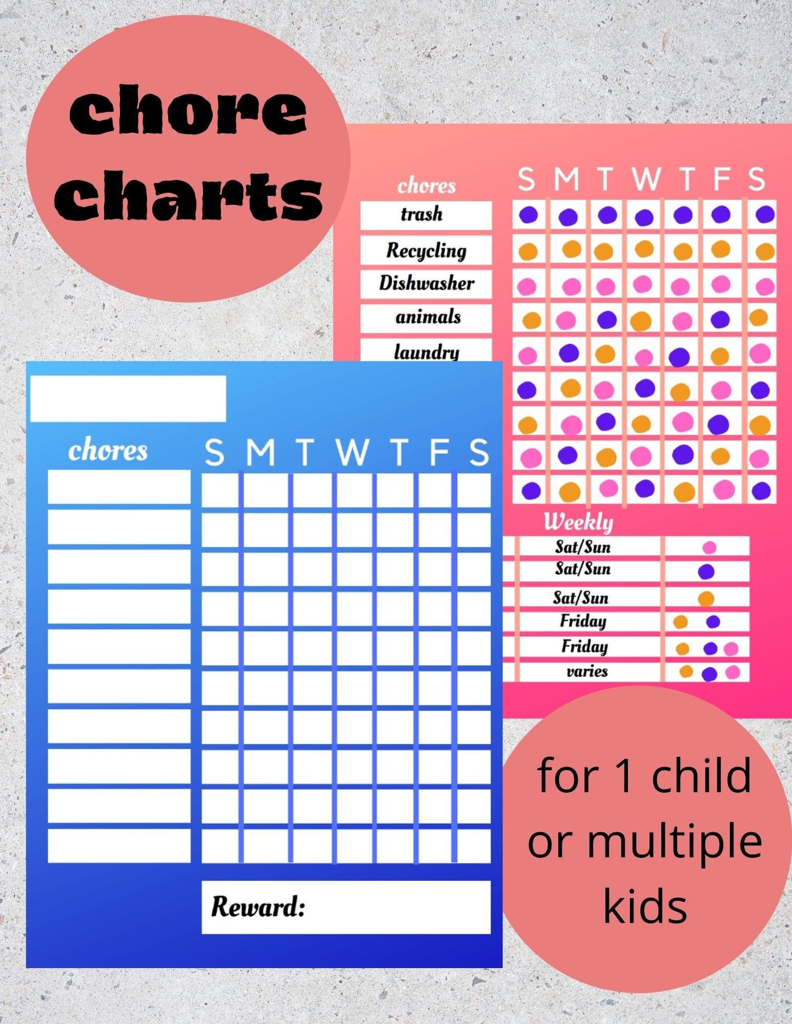Chore Charts Girl Etsy Chore Chart Chore Chart Kids Chores For Kids ...