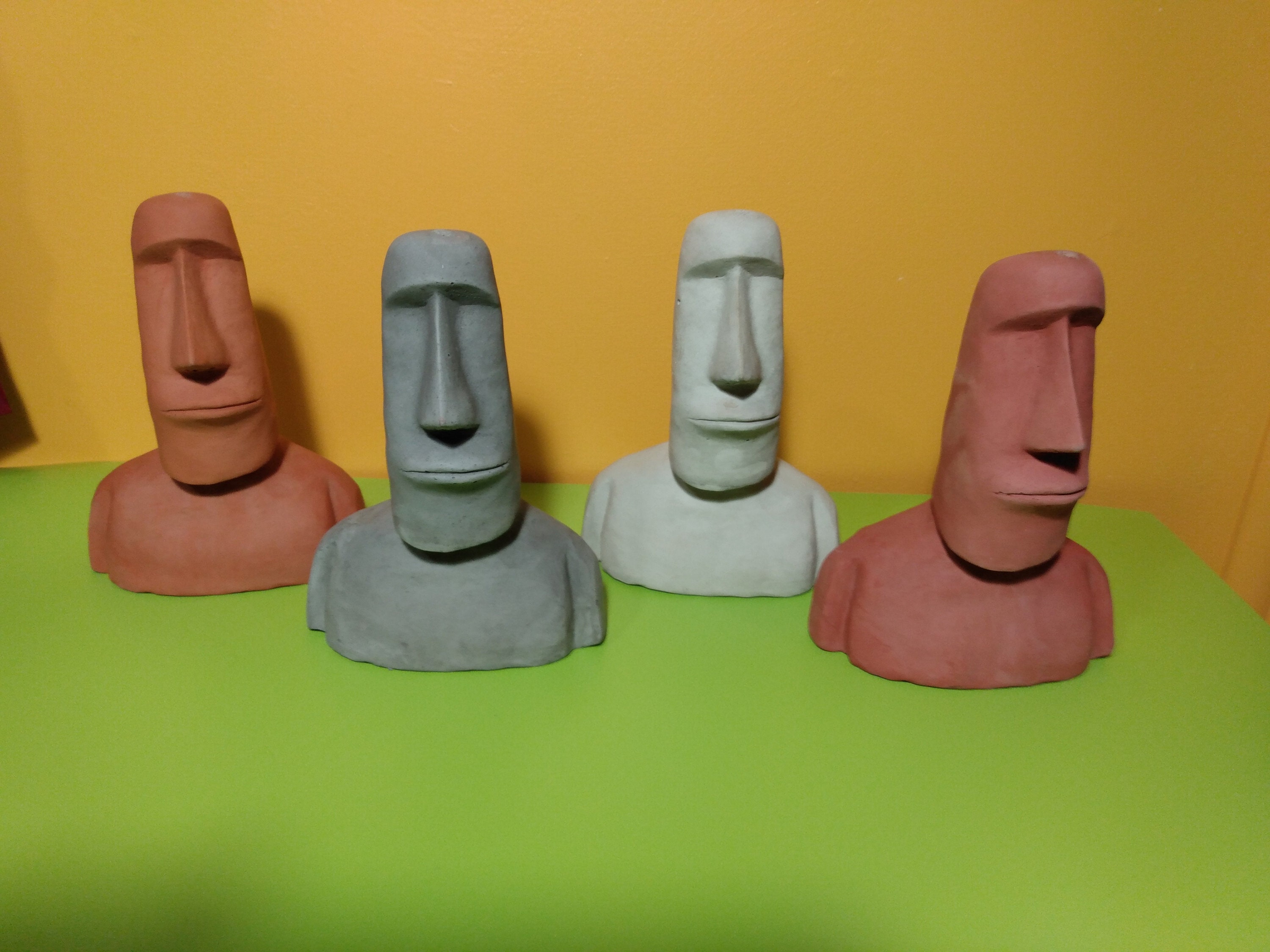 White Cement Easter Island Head Etsy
