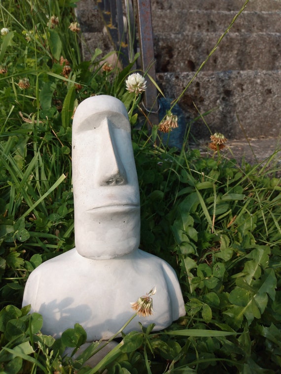 White Cement Easter Island Head Etsy