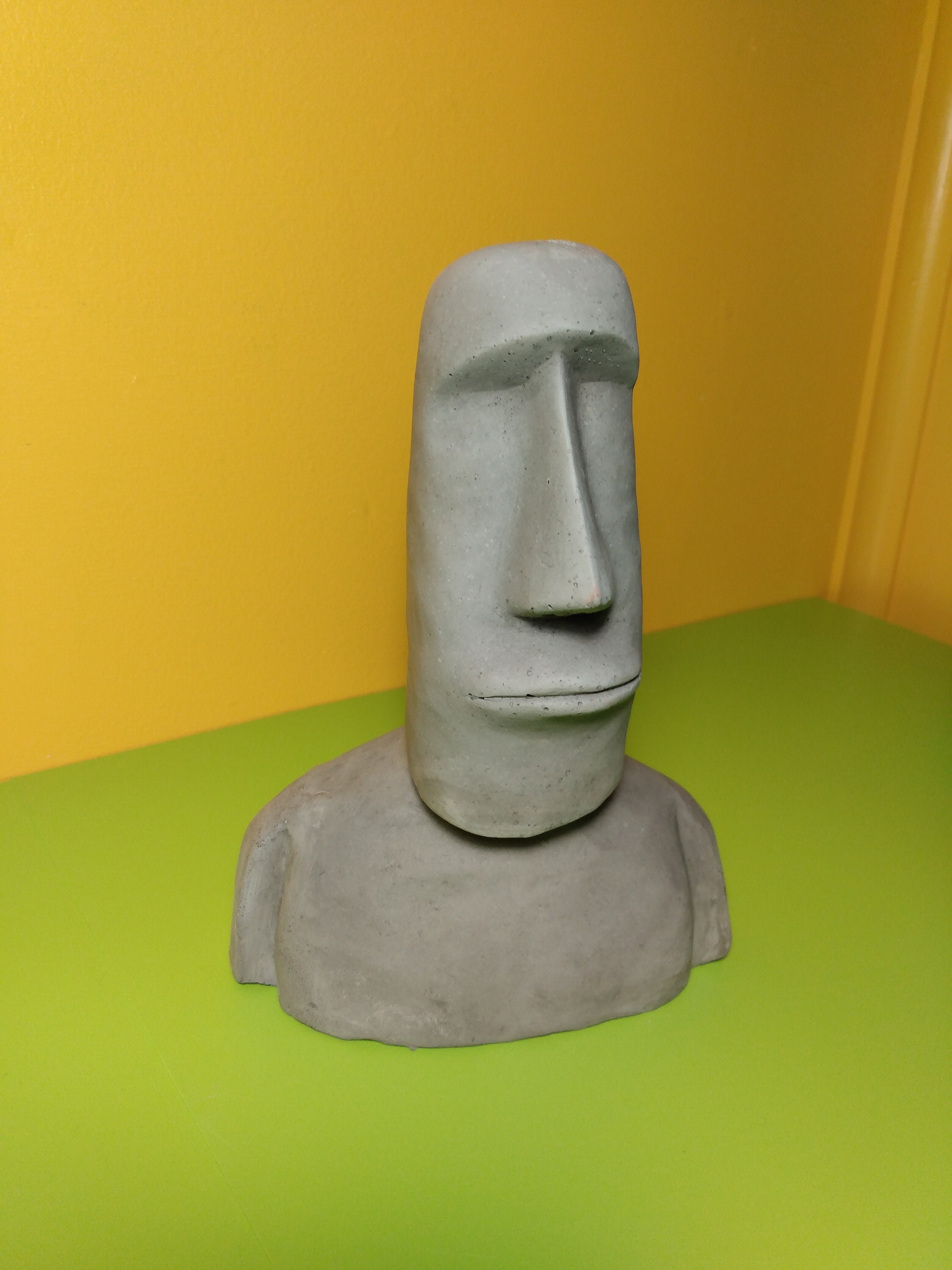 White Cement Easter Island Head Etsy