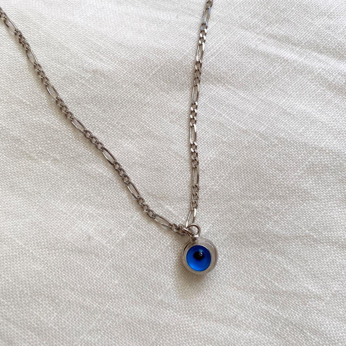 Evil Eye Necklace Silver Evil Eye Chain Necklace Blue Eye | Etsy