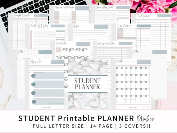Academic Planner Printable Planner Cover A4 Planner Inserts College ...