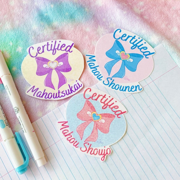 Certified Mahou Shoujo Holographic Stickers | Heart Holo Vinyl Laminated | Magical Girl Original Art Stickers | Magical Boy | Gender Neutral