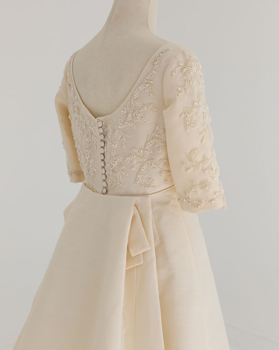 Vintage wedding dress 1960s silk wedding dress with | Etsy