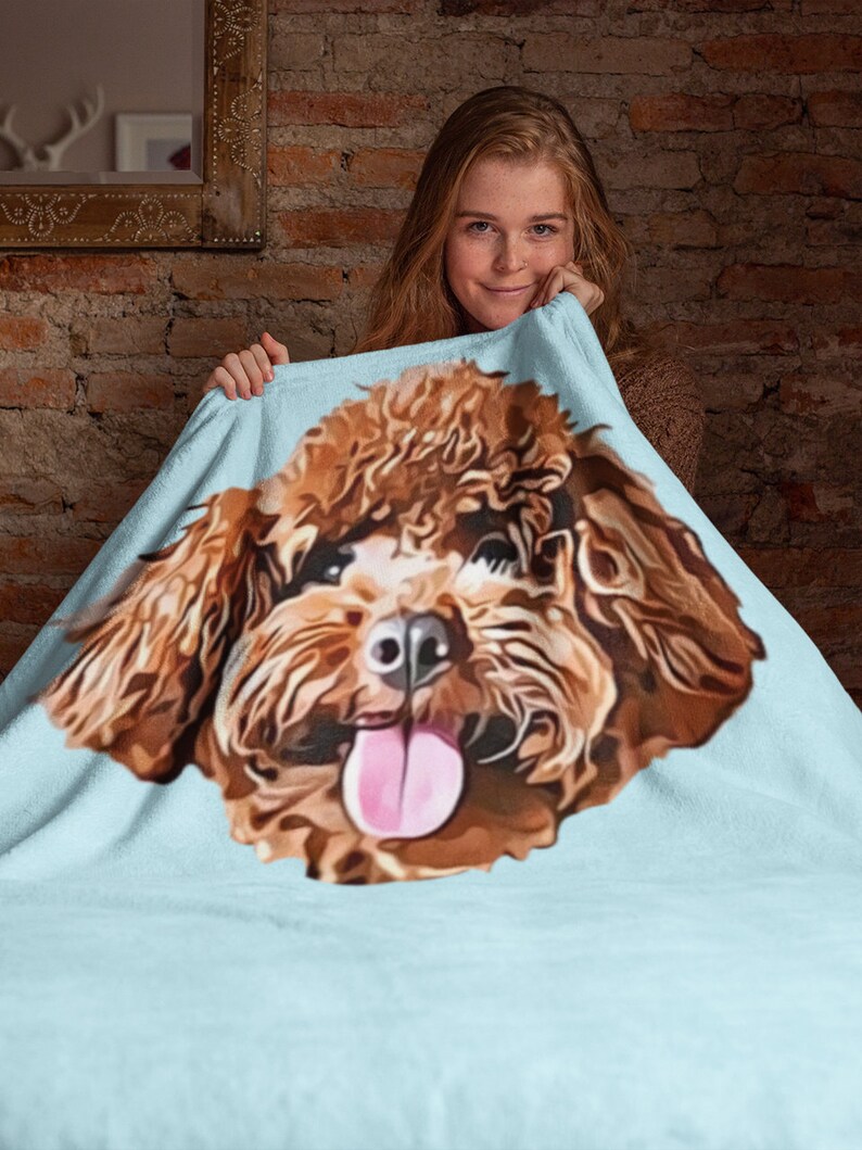Custom Pet Portrait Blanket Custom Dog Blanket Dog Portrait Etsy