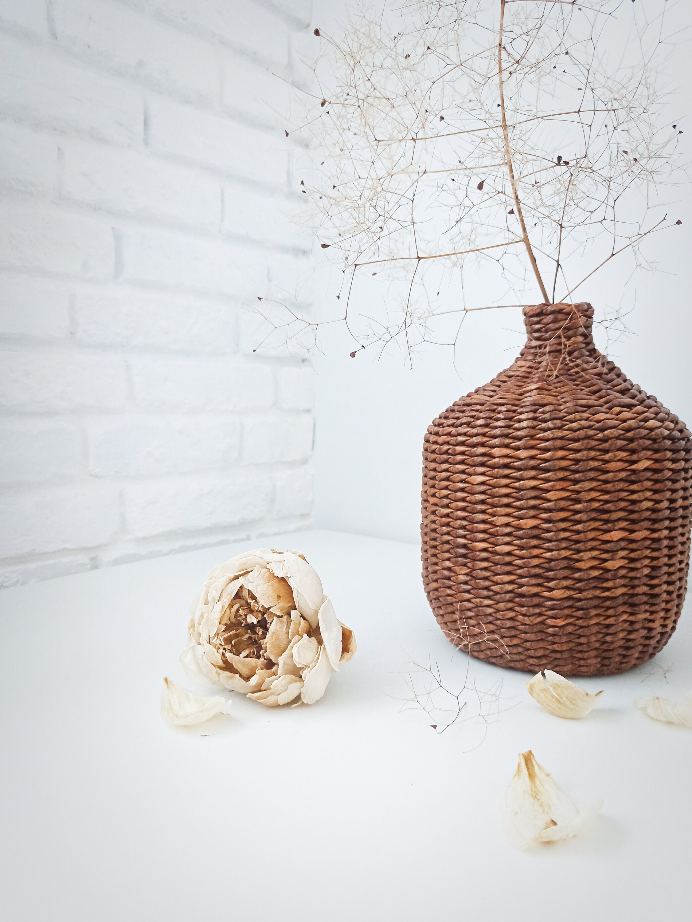Wicker vase with a narrow neck Etsy