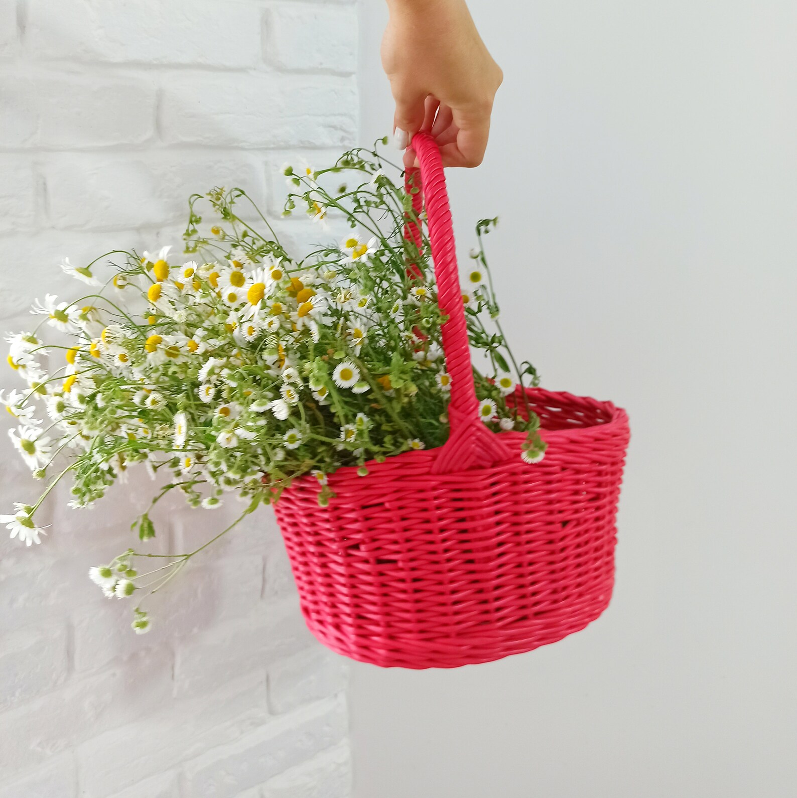Pink wicker basket Etsy