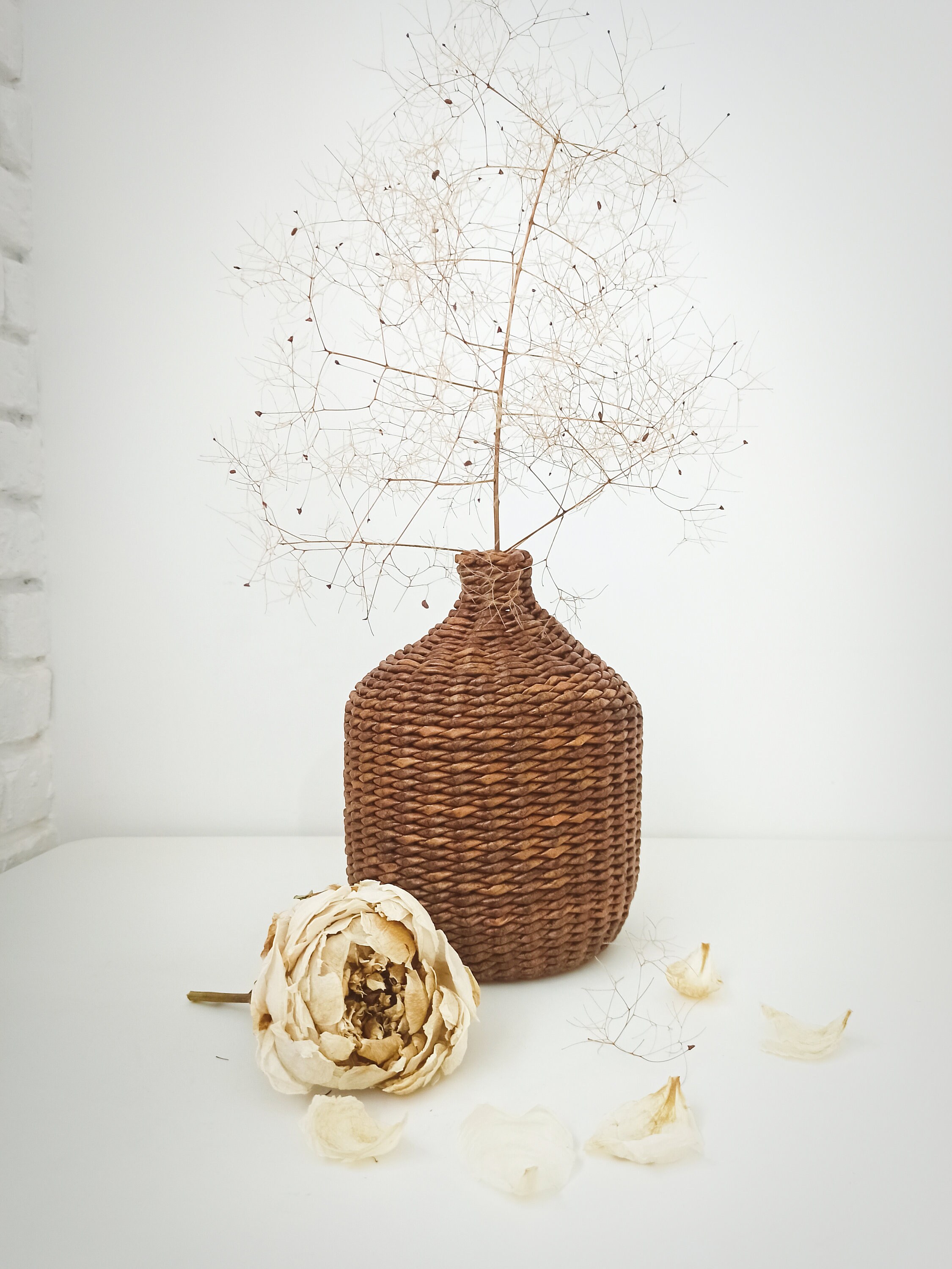 Wicker vase with a narrow neck Etsy