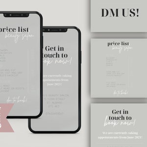 Price List Template for Instagram, Small Business Editable Price Sheet Template, Salon Price List, Canva Template, Editable Post Price List
