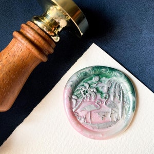 Flamingo Wax Seal Stamp: Envelope & Journal Sealing (25mm)