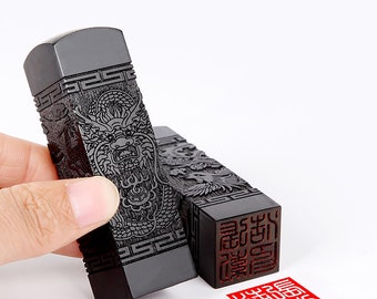 Chinese Name Chop Seal Stamp Custom, Calligraphy Stamp,Black Sandalwood Chinese Seal