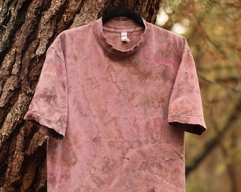 Ice Dyed T-shirt in SAND DOLLAR, Small, Tie Dye Crew Neck, Short Sleeves, Cotton, One of a Kind, Purple