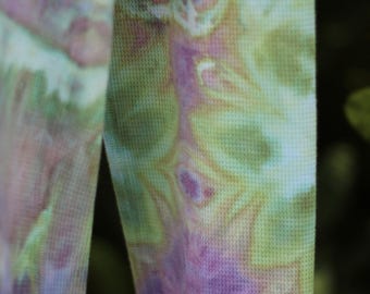 Tie dyed long sleeve shirt, unisex Large, henley long sleeve ice dye shirt, waffle knit, hand dyed thermal top, festival wear, purple