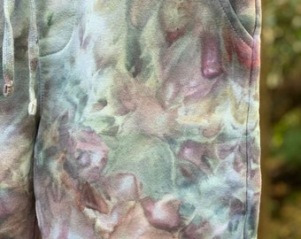 Tie Dyed  Fleece Shorts in ABALONE, Unisex EXTRA SMALL, Ice Dye Cotton Sweat Short, Boho Loungewear, Gift for Ocean Lover, Gray