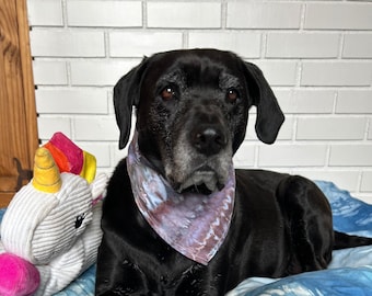 Ice Dyed Dog Bandana, S/M, Cotton Tie On Dog Scarf, Tie Dye Boho Dog Accessories, Gotcha Day Gift for Dogs, Hand Dyed, Hippie Dog, Labrador