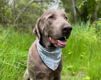 Ice Dyed Dog Bandana, Cotton Tie On Dog Scarf, Tie Dye Boho Dog Accessory, Gotcha Day Gift for Dogs, Hand Dyed, Hippie Dog, Gray, Labrador