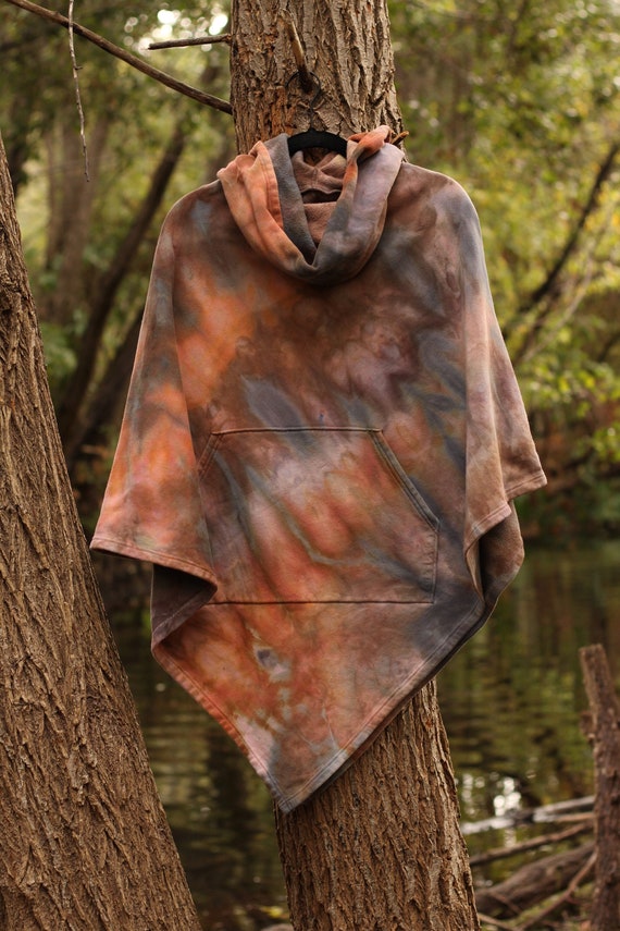 Tie dye poncho hoodie sales