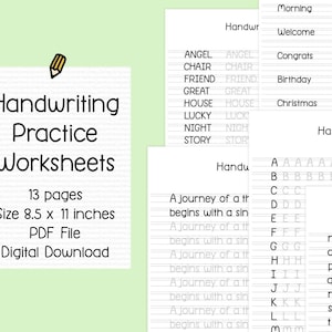 Handwriting Practice Sheets, handwriting worksheet, handwriting for adult, practice sheet, handwriting practice, printable, digital download